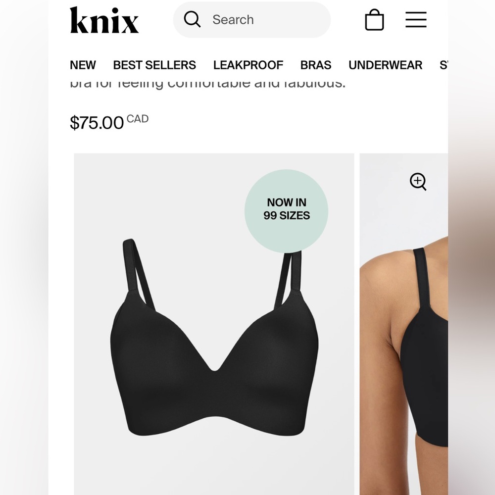 NWT KNIX Wingwoman Seamless Bra Black Size 7